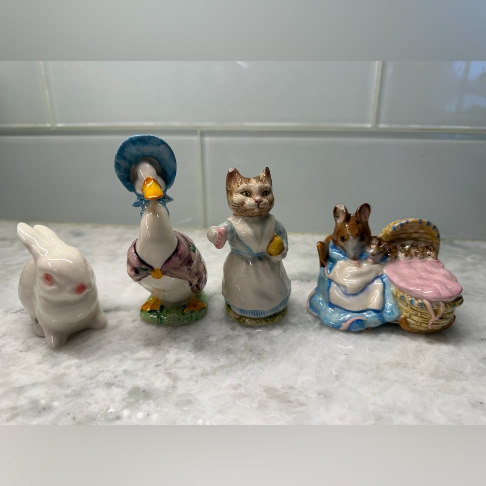 Vintage Beatrice Potter Figurines and Peter Rabbit Bowl and Cup